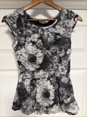 Revolution Black & White Floral Peplum Top